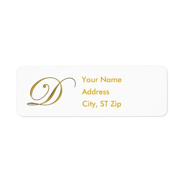Gold Monogram D Address Labels (Front)