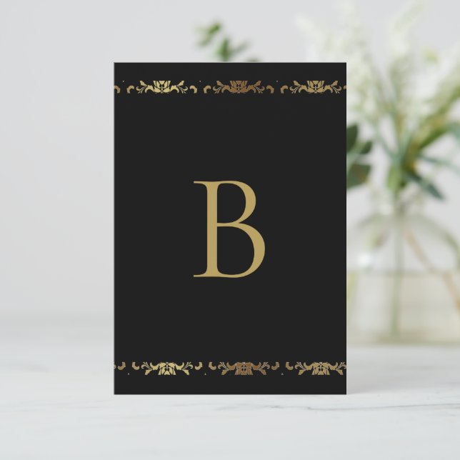 Gold Monogram Damask Elegant Thank You (Standing Front)