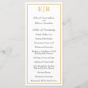 Gold Monogram Elegant Classic Wedding Program
