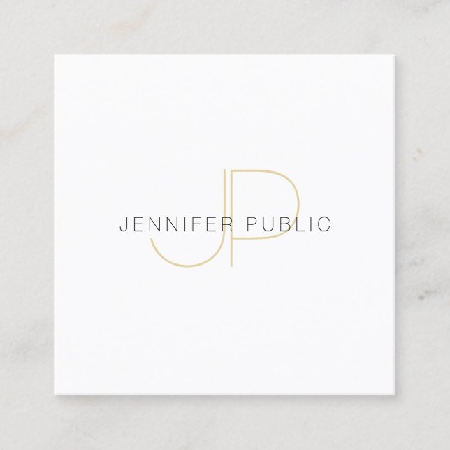 Gold Monogram Elegant Design Modern Chic Template Square Business Card (Front)