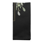 Gold Monogram Elegant Modern Greenery Black Napkin (Folded)