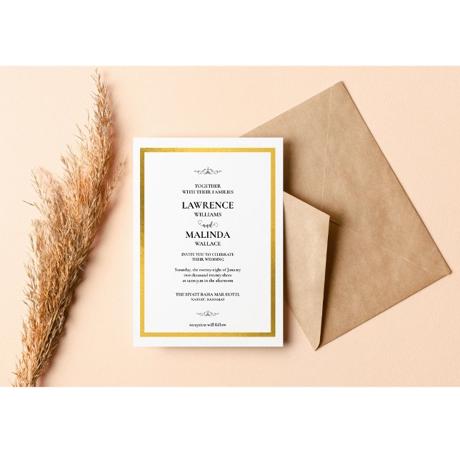 Gold Monogram Elegant Wedding Invitation (Creator Uploaded)