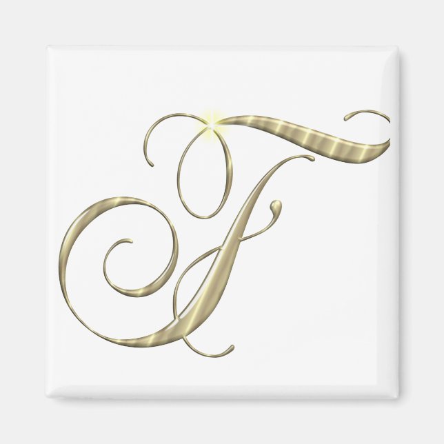 Gold Monogram F Initial Magnet (Front)