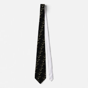 Gold Monogram F Initial Tie