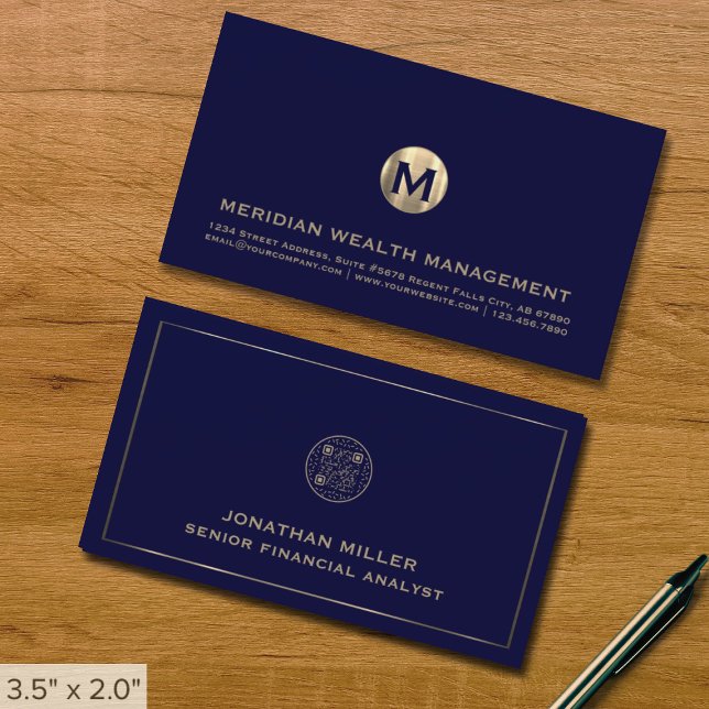 Gold Monogram Financial Business Card QR Code (Creator Uploaded)