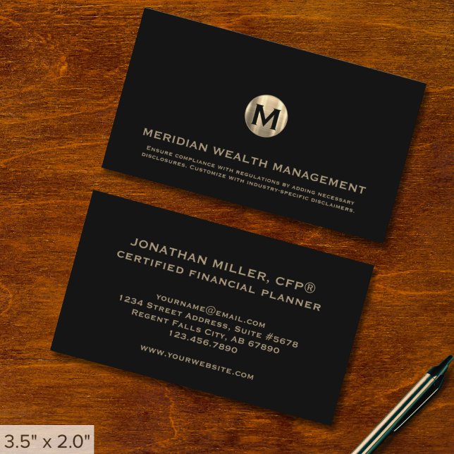 Gold Monogram Financial Planner Business Card (Creator Uploaded)