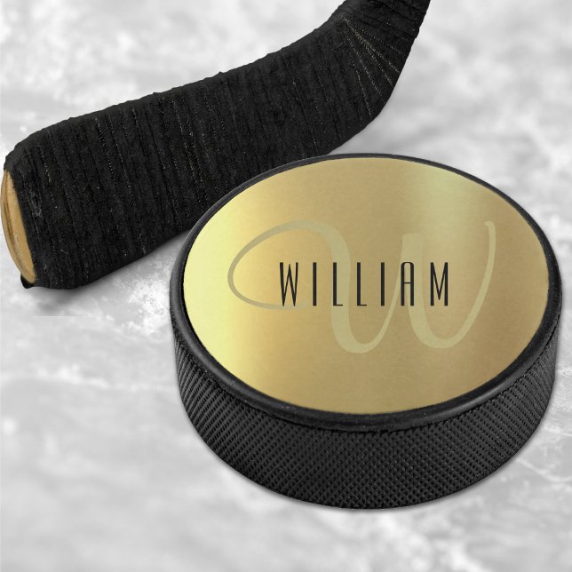 Gold Monogram Formal Luxury Hockey Puck (Gold Monogram Formal Luxury Hockey Puck)