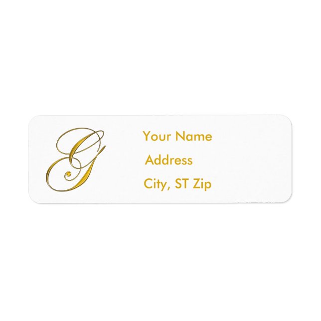 Gold Monogram G Address Labels (Front)