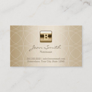 Gold Monogram Geo Patterns Nutrition Business Card