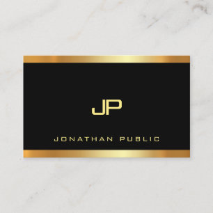 Gold Monogram Glamour Plain Modern Luxury Perfect Business Card