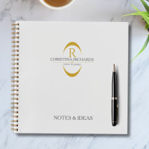 Gold Monogram Grey Modern Elegant Business