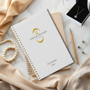 Gold Monogram Grey Modern Elegant Business Planner