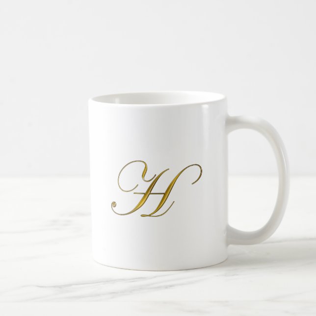 Gold Monogram H Coffee Mug (Right)