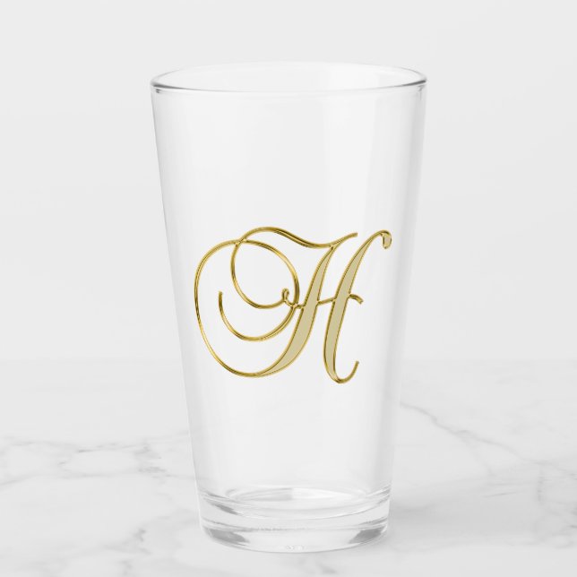 Gold Monogram H Glass (Front)