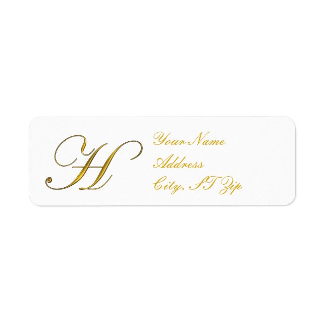 Gold Monogram H Return Address Labels (Front)