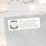 Gold Monogram Holly Merry Christmas Return Address Return Address Label<br><div class="desc">Add an elegant finishing touch to Holiday greeting cards or invitations with these artistic watercolor holly monogrammed return address labels. All text can easily be customized for either personal or corporate use. Change greeting to Happy Holidays, Happy New Year, Seasons Greetings, or custom message of your choice. Design features a...</div>