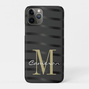 Gold Monogram Initial and Name On Black Case-Mate iPhone Case