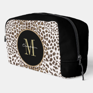 Gold Monogram Initial and Name On Black Gift Dopp Kit