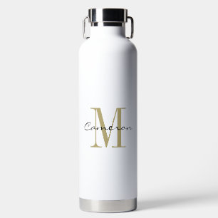 Gold Monogram Initial and Name Personalised Gift Water Bottle