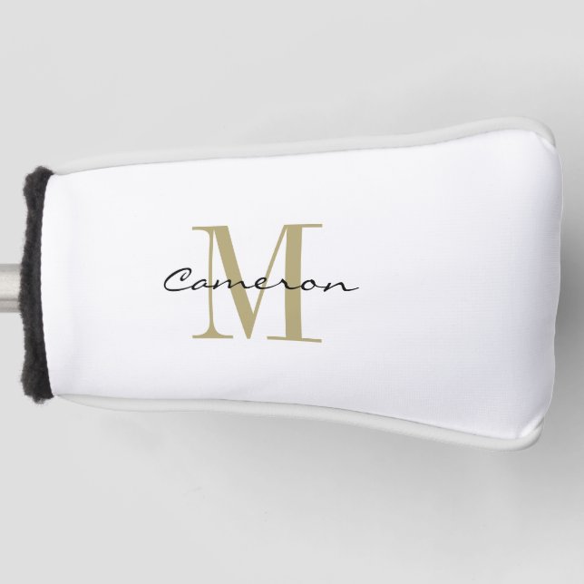 Gold Monogram Initial and Name Personalised  Golf Head Cover (Front)