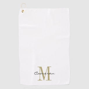 Gold Monogram Initial and Name Personalised Golf Towel