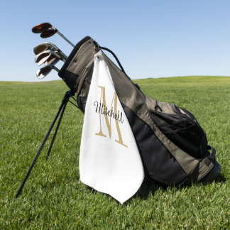 Gold Monogram Initial and Name Personalised Golf Towel