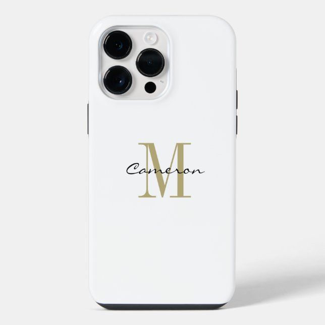 Gold Monogram Initial and Name Personalised iPhone Case (Back)