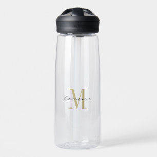 Gold Monogram Initial and Name Personalised  Water Bottle