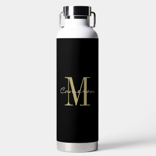 Gold Monogram Initial and Name Personalised  Water Bottle