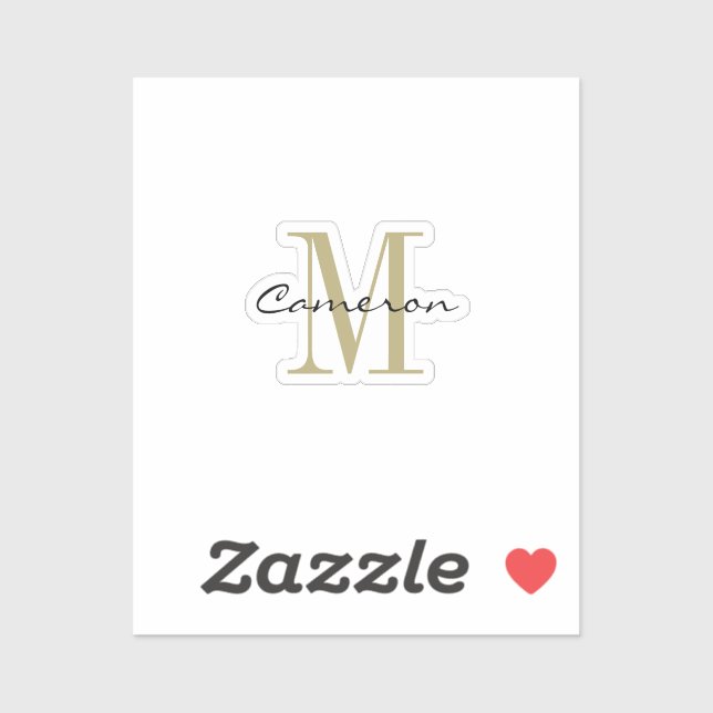 Gold Monogram Initial and Name Personalized (Sheet)