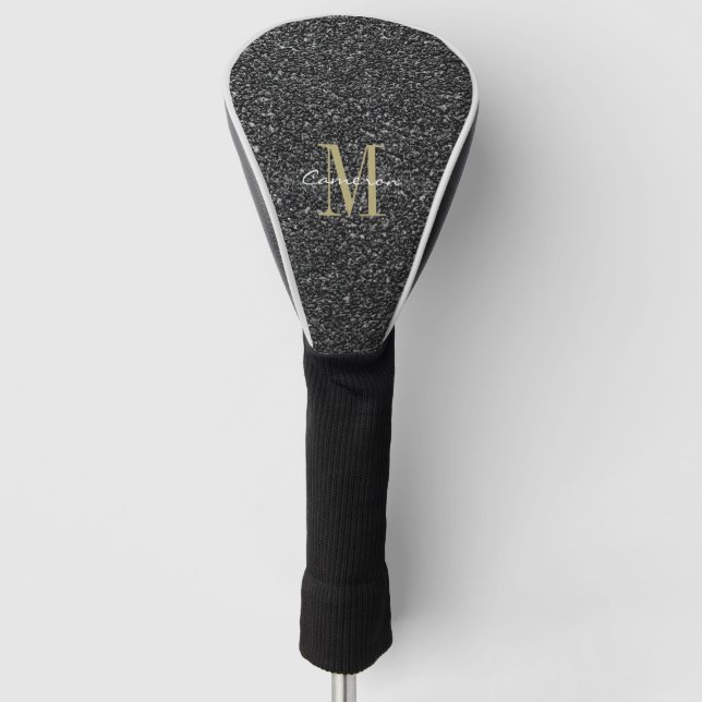 Gold Monogram Initial and Name Sandpaper Golf Head Cover (Front)