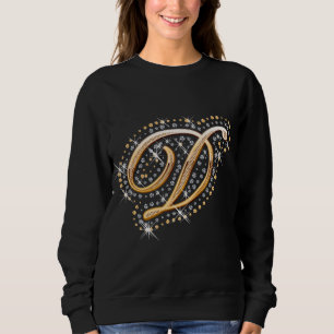 Gold Monogram Initial Letter D Sweatshirt