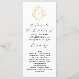Gold Monogram Initial Minimal Wedding Program