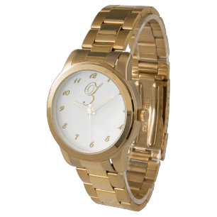 Gold Monogram Initial Z Watch with Gold Numbers