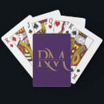Gold Monogram Initials Elegant Modern Purple  Playing Cards<br><div class="desc">Gold Monogram Initials Elegant Modern Purple Playing Cards. A luxurious design featuring a gold double monogram/initials overlayed with your name. In elegant colours and makes a wonderful customised gift.</div>