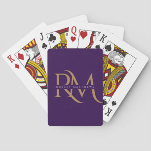 Gold Monogram Initials Elegant Modern Purple  Playing Cards