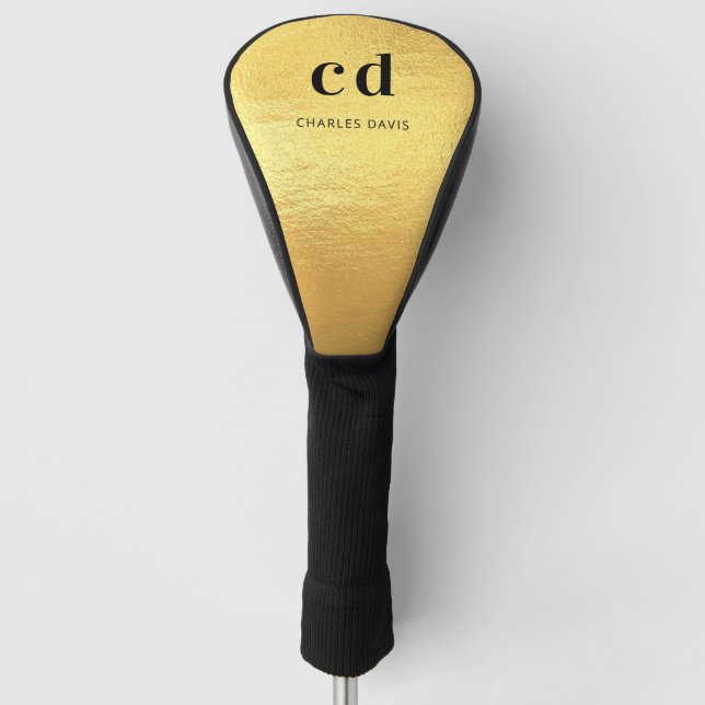 Gold monogram initials name golf head cover (Front)