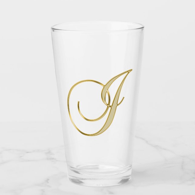 Gold Monogram J Glass (Front)