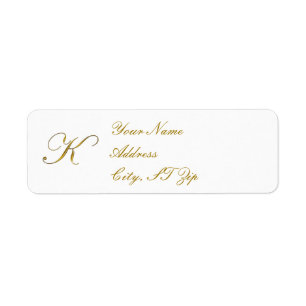 Gold Monogram K Customised Return Address Labels