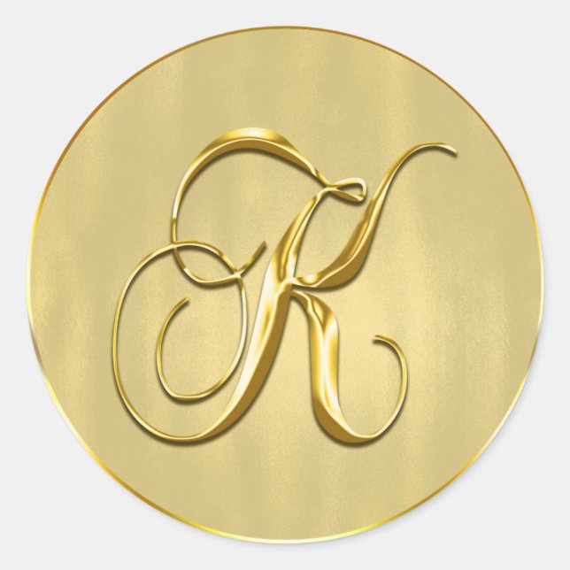 Gold Monogram K Seal Wedding Invitation Holiday (Front)