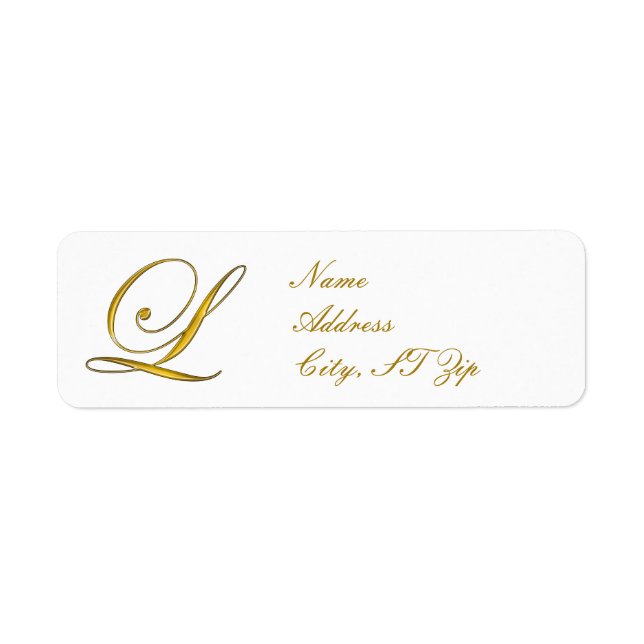 Gold Monogram L Customised Return Address Labels (Front)