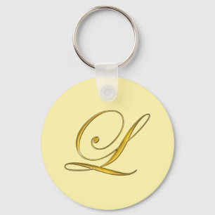 Gold Monogram L Customized Key Ring