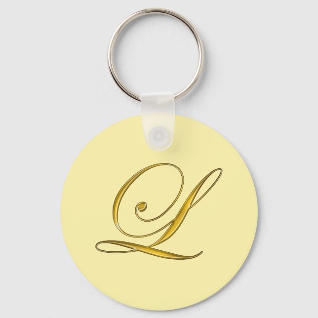 Gold Monogram L Customized Key Ring (Front)
