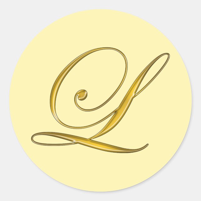 Gold Monogram L Envelope Seal Sticker Label (Front)