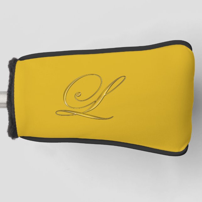 Gold Monogram L Initial Golf Head Cover (Front)