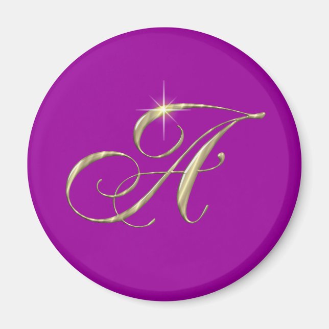 Gold Monogram Letter A Magnet (Front)