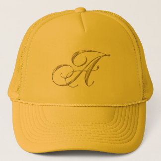 Gold Monogram Letter A Trucker Hat