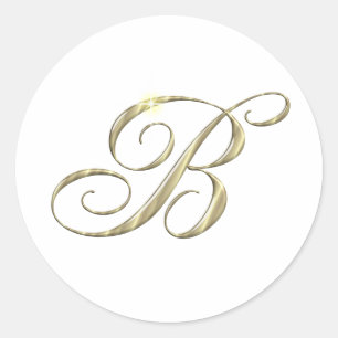 Gold Monogram Letter B Classic Round Sticker