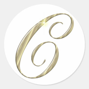 Gold Monogram Letter C Initials Classic Round Sticker