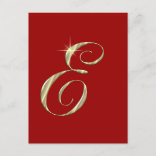 Gold Monogram Letter E Initial Postcard